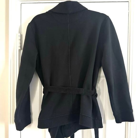 LAUREN RALPH LAUREN Black Tie-Front Soft Cowl Neck Fleece Blazer Jacket - Sz M - Picture 3 of 4